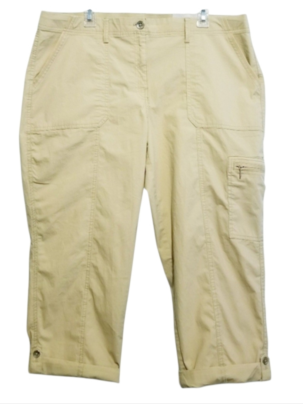 Chico's Casual Fly Front Straight Leg Cargo Crop Pants / Capri Pants Sz 3/ Sz 16